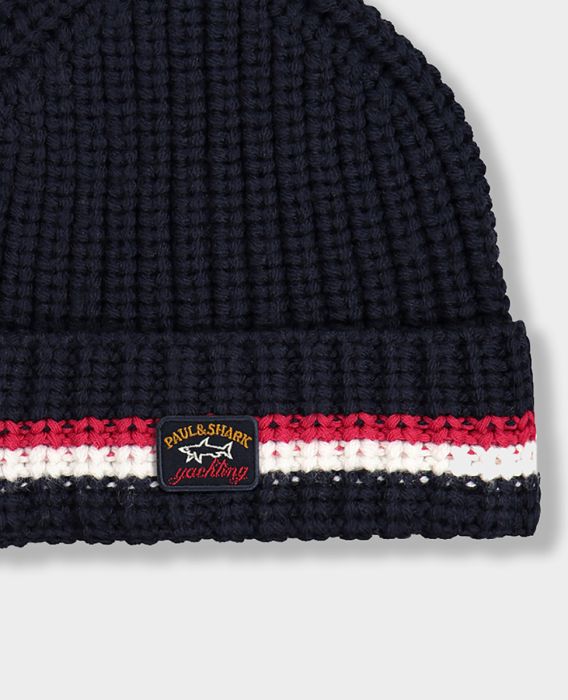 ID60106 Paul and Shark Ribbed Wool Beanie Zebra Menswear